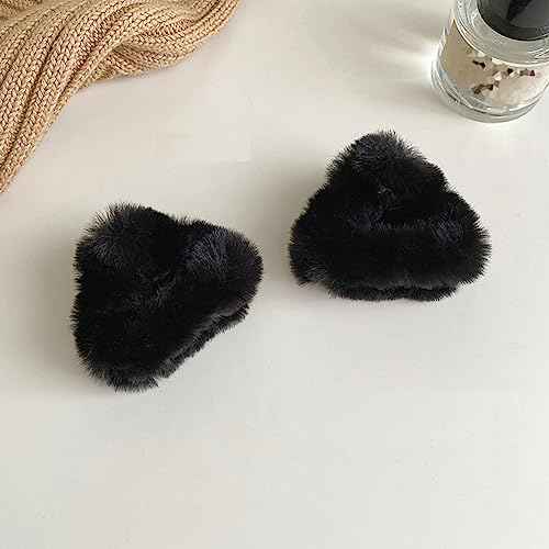 4Pcs Plush Cat Ears Hair Claw Clips Barrettes Forehead Hair Bangs Clip Headwear Halloween Cosplay Costume Hair Accessories for Women Girls, Black and Coffee