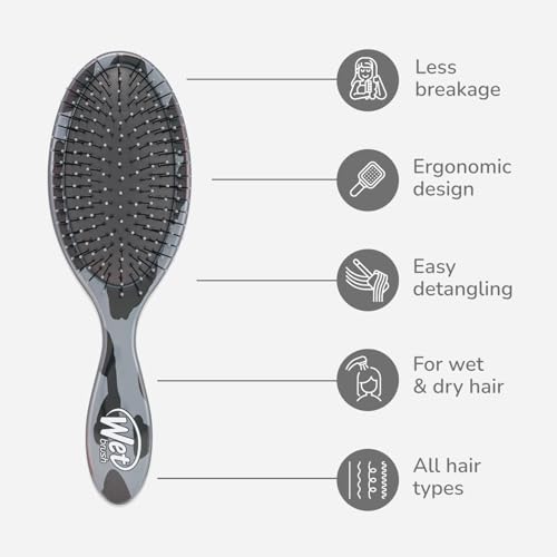 Wet Brush Original Detangler Hair Brush, Dark Gray Leopard (Safari), Ultra-Soft IntelliFlex Bristles, Detangling Bristles Glide Through Tangles (Wet & Dry Hair), Women & Men
