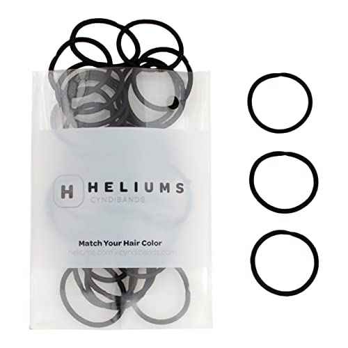 Heliums Small Hair Ties - Black - No Damage Mini 1 Inch Reusable 2mm Elastics for Thin Hair and Kids, Neutral Ponytail Holders - 48 Count