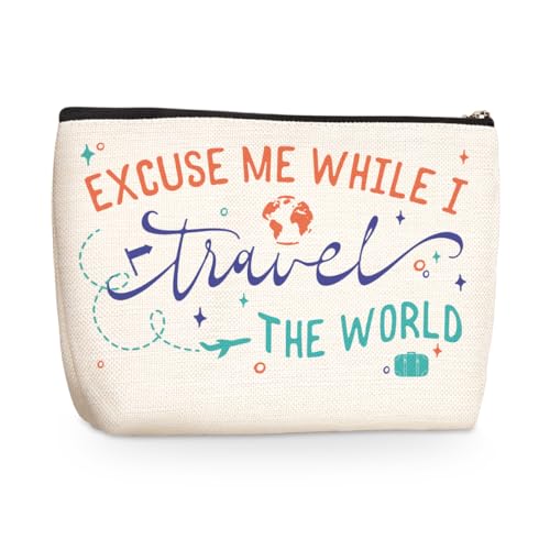 Funny Travel Gifts for Women Makeup Bag Travel Essentials Cosmetic Bags Toiletry Bag Flight Vacation Gifts for Sister Mom Travelers Girls Trip Birthday Mothers Day Anniversary
