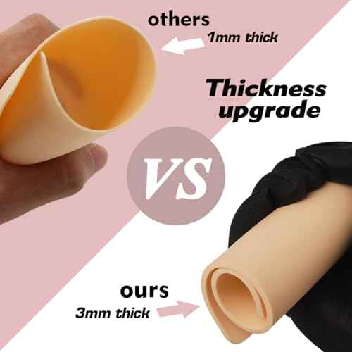3MM Tattoo Fake Skin with Transfer Paper - Rayyl 16Pcs Tattoo Practice Skin with Transfer Paper, 6Pcs Tattoo Fake Skin 3MM Thick with 10Pcs Transfer Paper for Beginners & Artists Tattoo Supplies