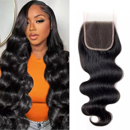 4X4 Body Wave HD Transparent Lace Closure 12 Inch Wet and Wavy 12A Brazilian Virgin Human Hair Lace Closure Natural Black