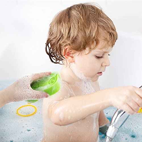 Baby Bath Sponge, Natural Cute Shapes Soft Shower Sponges for Bathing, Bathtub Foam for Infants and Toddler, 3pcs : Blue Dolphin, Pink Shell, Green Turtle