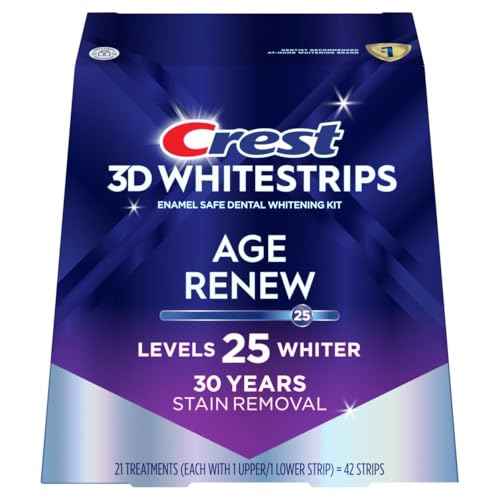 Crest 3D Whitestrips Age Renew ? Teeth Whitening Kit, 21 Treatments, Each with 1 Upper/1Lower, 42 Strips ? Crest 3DWhite Teeth Whitening Strips