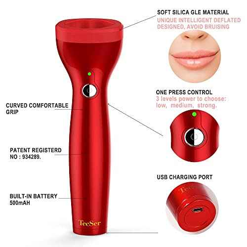 Lip Plumper Tool,CXGTCI Lip Suction Plumper Device Tool,Automatic Lip Plumpers Electric Lip Enhancer Fuller Device 3 Strength USB Charging Lip Thicker Tool