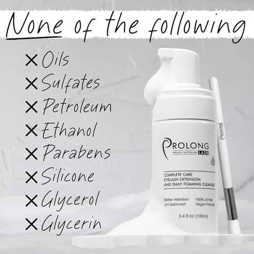 Eyelash Extension Shampoo & Brush - Large 100ml Bottle - Gentle Foaming Cleanser Lash Wash for Extensions and Natural Lashes - Safe Daily Makeup Remover - Paraben & Sulphate Free - Salon & Home Use