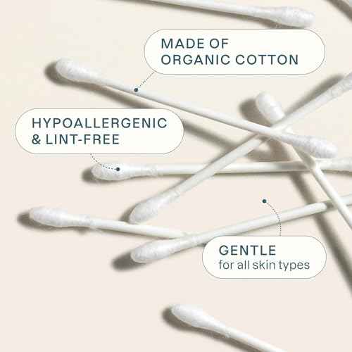 Cliganic Organic Cotton Swabs, 400 Count - 100% Pure Natural Cotton, Chlorine-Free Hypoallergenic, Soft, Gentle & Absorbent Paper Buds