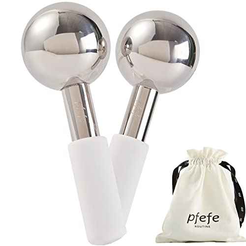 pfefe Ice Globes for Face & Eyes, Unbreakable Stainless Steel Cryo Sticks for Beauty Routines, Facials Cold Roller Cooling Globes for Puffiness, Wrinkles, Dark Circles, Headaches