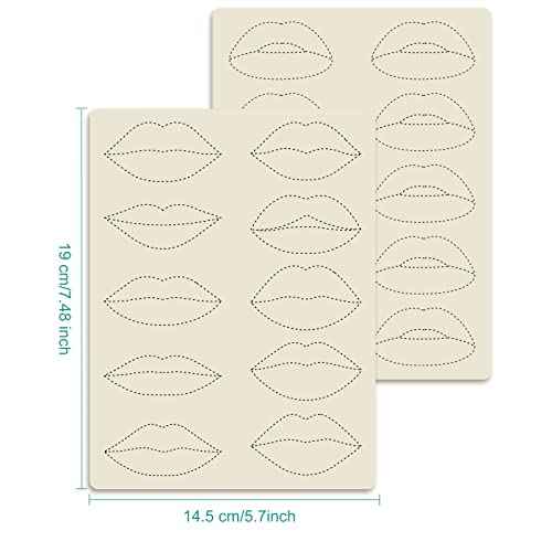 5pcs Lip Microblading Practice Skin for Tattoo Machine Double Sides Silicone Sheets to Practice Lip Permanent Makeup (5pcs)