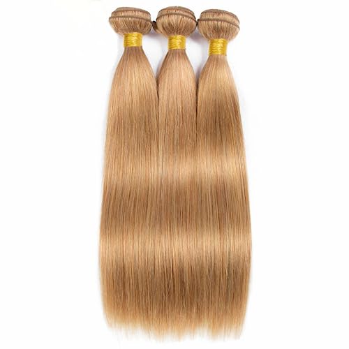 24 26 28 inch Blonde Straight Bundles Human Hair Color 27 Honey Blonde Bundles Unprocessed Brazilian Virgin Hair Double Weft Weave Extensions Hair Soft And Healthy For Women