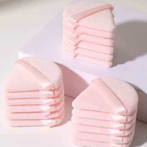 24 Pcs Triangle Powder Puff, Cotton Makeup Puff, Washable Face Powder Puff (24LP), Christmas Gifts Stocking Stuffers for Women Girls