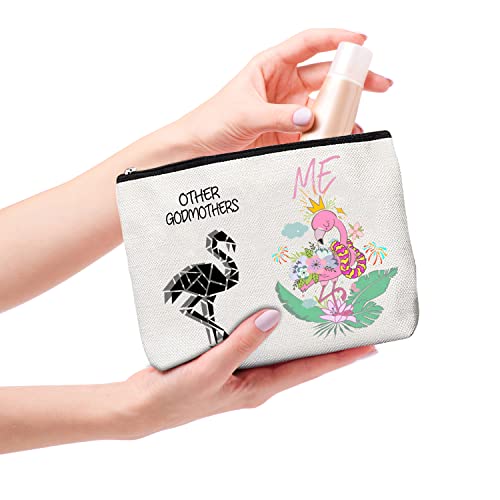 HnoonZ Godmother Gifts,Christmas Gifts for Godmother,Godmother Zipper Makeup Bag Cosmetic Pouch,Godmother Travel Toiletry Pouch Organizer Bag,Godmother Mini Compact Mirror