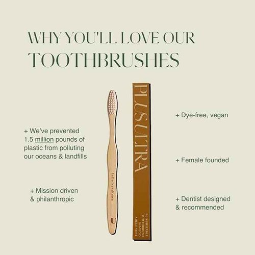 Biodegradable and Eco-Friendly Bamboo Toothbrush 12-Pack - BPA Free Soft Bristle - Dentist-Approved and All-Natural with "Hello Gorgeous" Etched on Handles by Plus Ultra