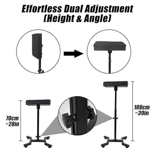 Tattoo Arm Rest Stand with 180¡Æ Tilt & Height Adjustable (28"-39"), Thickened PU Leather Pad, Four-Corner Non-Slip Base, Foldable & Portable for Tattoo Artist Studio Client