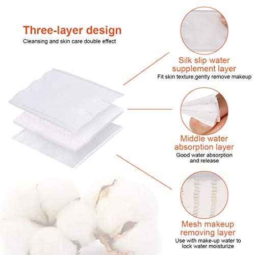 Cotton Pads, Facial Lip & Eye Makeup Remover Pads,100% Pure Cotton Effective Cosmetic Cotton Squares,Hypoallergenic, Lint-Free(222PCS)