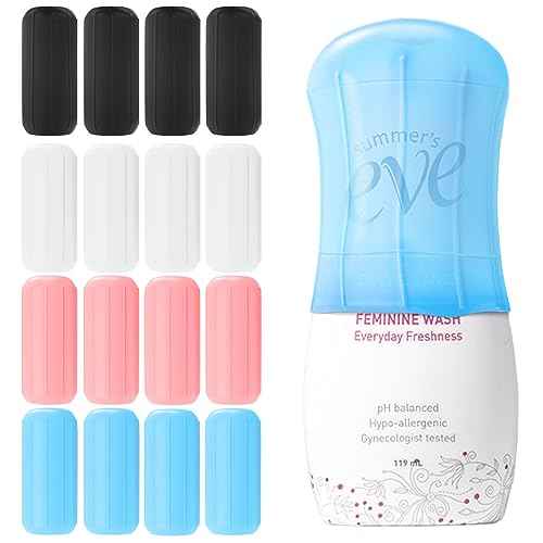 16 Pack Silicone Bottle Cover,Travel Essential for Women Men,Cruise Ship Essentials 2025,Beach Vacation Essentials,Travel Size Toiletries,Airplane Travels Accessories Elastic Sleeves for Leak Proofing