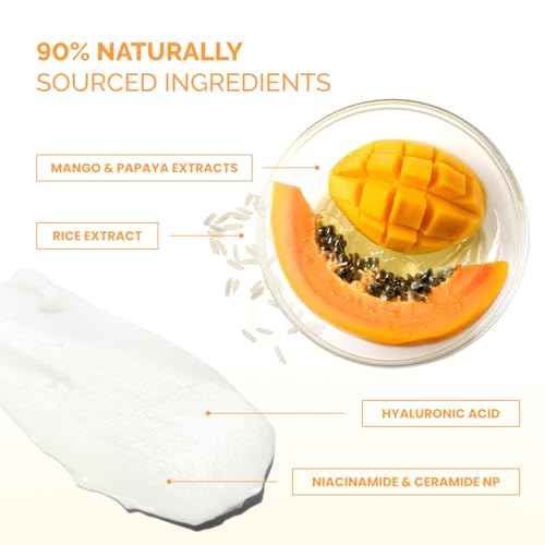 PLANTIFIQUE Korean Cleansing Balm Makeup Remover with Mango & Papaya Extracts, Hyaluronic Acid and Ceramide - Nourishing Melting Cleanser for All Skin Types 1.41 oz / 40 g
