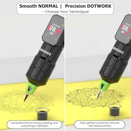 Wormhole Tattoo Gun Wireless Tattoo Machine 1500mAh Battery Aluminum Alloy Smart Tattoo Pen Dot Working Mode Multifunctional Machine for Professional Artist Black