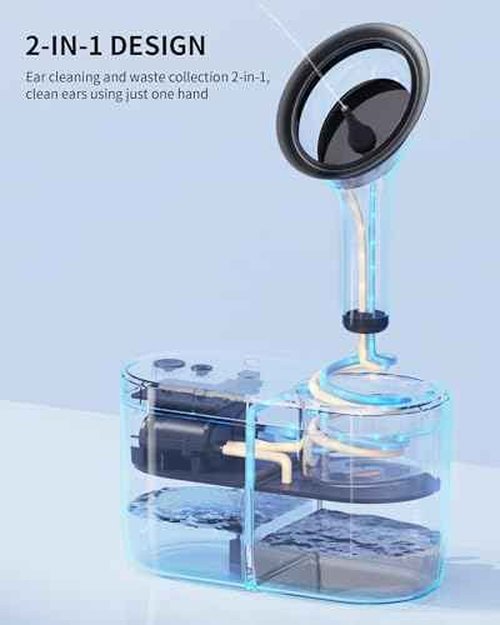 KAUGIC Water Powered Ear Cleaner, Electric Ear Wax Removal Kit, Ear Irrigation Kit with Sewage System and 4 Clean Mode, Safe and Effective Ear Flushing Kit for Adults with 3 Ear Tips - Black