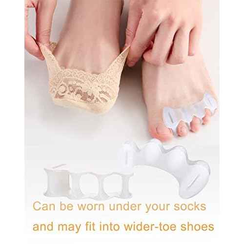 2Pairs Toe Separators Toe Spacers for Women Men to Correct Bunion, Relieve Feet Pain, Foot Alignment, Toe Straighteners for Hammertoes, Plantar Fasciitis (M, Women Shoe Size 9-12.5, Men: 7-11)