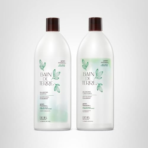 Bain de Terre Balancing Shampoo & Conditioner Set | Green Meadow | Normal to Oily Hair | Paraben Free | 33.8 Fl Oz