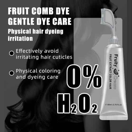 Fruit Essence Hair Dyeing Comb, 2025 New Black Fruit Dyeing Cream, Plant Extract Hair Dye Essence, Hair Dye Cream with Comb, Natural Gray Coverage, Easy Home Hair Color Kit (01#)