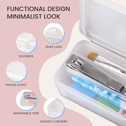 Beauticom Double-Layer Personal Storage Storage Case for Professional Nail Art Pens, Nail Brush, Tools (Frosted White)