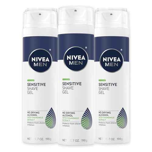 NIVEA MEN Sensitive Shave Gel with Vitamin E, Soothing Chamomile and Witch Hazel Extracts, 3 Pack of 7 Oz Cans