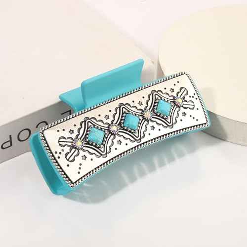 BVGA Western Hair Claw Clips for Women Turquoise Cowgirl HOWDY Hair Claws Western Hair Accessories Country Vintage Cowgirl Outfits Party Favors Gifts (Pattern A)