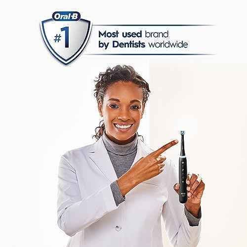 Oral-B iO Series 5 Rechargeable Electric Toothbrush with Visible Pressure Sensor to Protect Gums, 2 Minute Timer, 5 Cleaning Settings, 1 Replacement Toothbrush Heads, and Travel Case, White