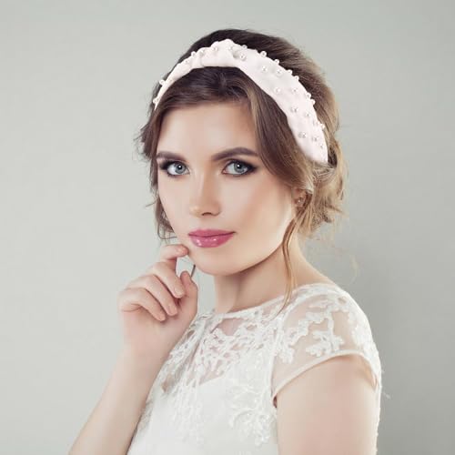 TODDER 6PCS Pearl Headbands for Women, Bridal Hair Accessories White Headband Cute Fashion Elegant Bride Headbands for Wedding, Party, Prom and Birthday