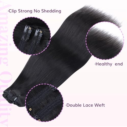 IDN BEAUTY Clip In Hair Extensions Real Human Hair, Straight 20 Inch 120g 7pcs Natural Black Real Virgin Human Hair Clip Ins Real Human Hair Black Women Thick Human Hair Clip In