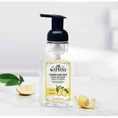 J.R. Watkins Foaming Hand Soap with Pump Dispenser, Moisturizing Foam Hand Wash, Alcohol-Free, Cruelty-Free, Lemon, 9 fl oz, 3 Pack