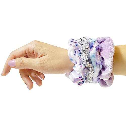 Frozen Princess Elsa Hair Accessory 5 Pcs Set - 1 Regular 9 inch Frozen Hairbrush & 4 Frozen Scrunchies - Detangling Brush & Elastic Hair Ties Ropes for Girls, Ages 3+