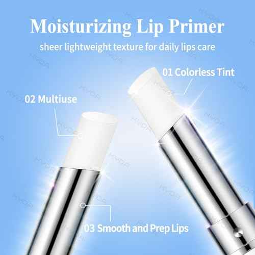 KYDA 2 Pcs Lip Primer, Colorless Tint, Smoothes and Refines Lips, Moisturizing Primer for Lips, Sheer Lightweight Lip Base, Lipstick Primer & Daily Lips Balm