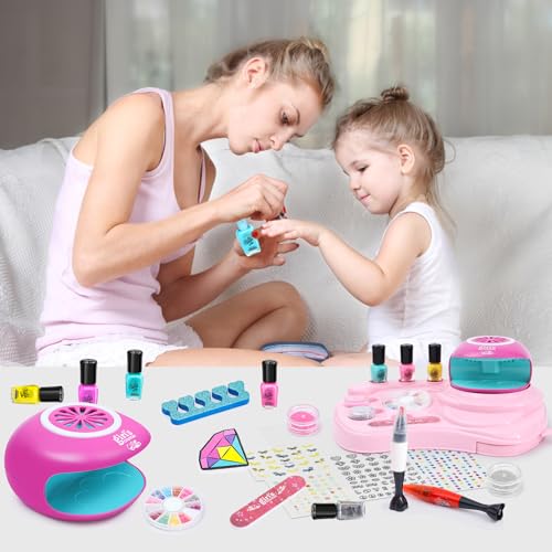 Kids Nail Polish Set for Girls - Girl Toys 8-10 - Nail Art Kit for Kids Ages 7-12, Non toxic Nail Polish Kids Nail Kit Girl Stuff for Spa Manicures, Idea Birthday Gift for Girls 8 9 10 12