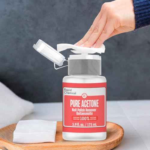 Pure Acetone 100 Percent Nail Polish Remover and Gel Nail Polish Remover With built-in Pump (175ml / 6 fl. oz) 100% Acetone