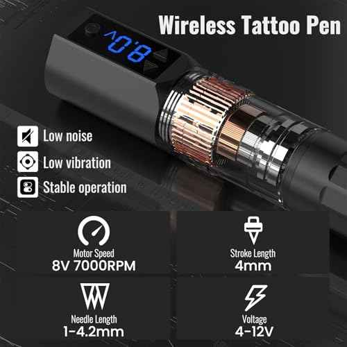Wormhole Tattoo Kit Wireless Tattoo Gun Kit 20 Pcs Cartridge Needles Professional Tattoo Machine Kit Tattoo Practice Pen for Beginners Rotary Tattoo Machines WTK375