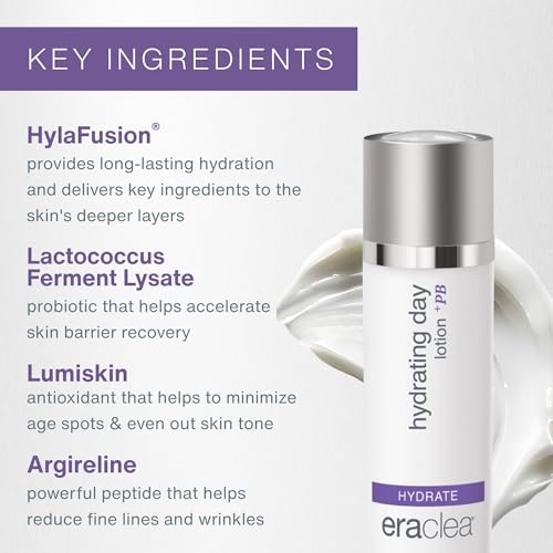 eraclea Hydrating Day Lotion +PB, Anti-Aging Probiotic Moisturizer with Hyaluronic Acid, Argireline, Peptides, Aloe & Jojoba Oil, Nourishing Face Cream for All Skin Types (1 fl oz)