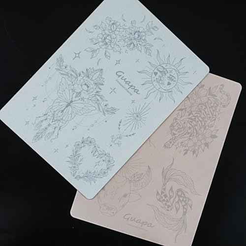 2pcs Silicone Pre Printed Tattoo Practice Skin with 9 Exquisite Tattoo Designs