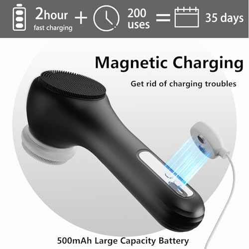 Vibrating and Rotating Face Scrubber, Waterproof Rechargeable Facial Cleansing Brush, 8 Modes Face Brush for Exfoliating and Massaging, for Removing Blackhead£¨Matte Black£©