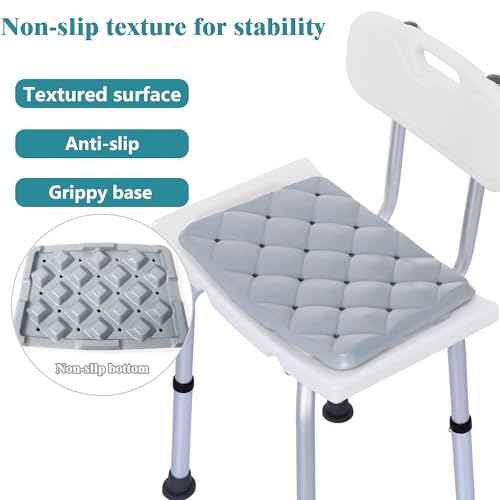 Waterproof Shower Cushion Seat Pad for Bath Bench, Chair, Bathtub, or Walk-in Tub, Non-Slip Foam Bath Seat with Drain Holes, Tailbone Relief Comfort & Support for Seniors, Elderly, Bariatric Chair
