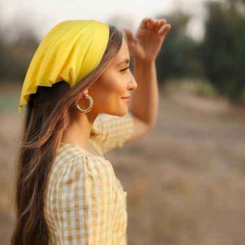 WOVOWOVO 8 Pack Large Scarf Headbands for Women, Elastic Boho Triangle Bandana Head Scarves Non Slip Cute Turban Head band Floral Printed Hair Accessories