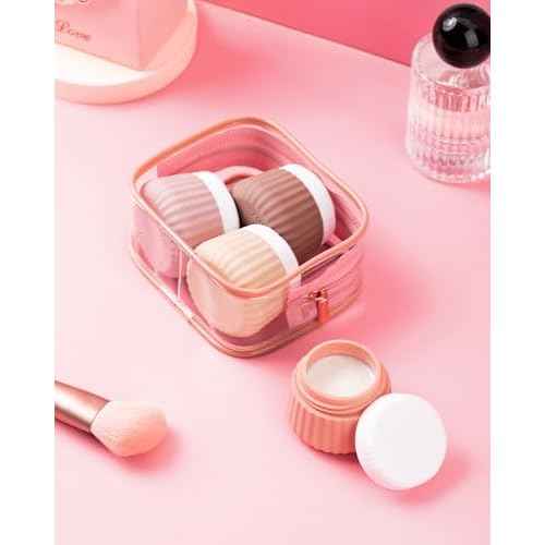 Travel Containers for Toiletries 4 Pack, TSA Approved Travel Size Toiletries, Portable Size Containers, With Clear Bag Leak Proof Silicone Jars, Essentials Creams Jars Carrying Small Items