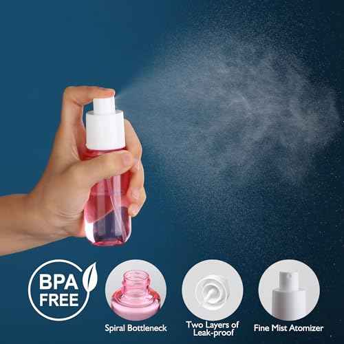 Travel Spray Bottles 1.35oz/40ml Fine Mist Empty Spray Bottles Mini Refillable Plastic Travel Bottle Set for Traveling and Outgoing