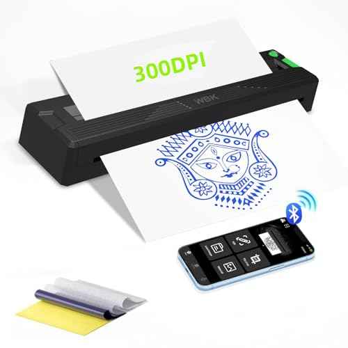 wbk Tattoo Stencil Printer,2026 New Thermal Portable Wireless Bluetooth Inkless Tattoo Printer Machine for Tattoo Beginners&Artists,with 3pcs Tattoo Transfer Paper,Compatible with Phone/Pc&Pad