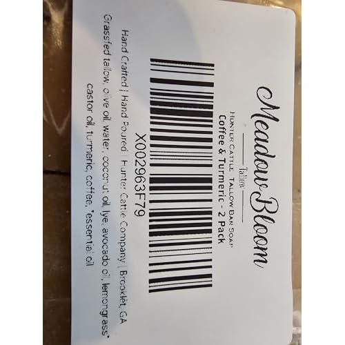 EST'D 2004 HC Meadow Bloom Tallow Bar Soap - Lemongrass, Coffee & Turmeric 2 Pack - Made with All Natural 100% Grass Fed Tallow Handmade Soap Bar - Great for Face or Body Soap