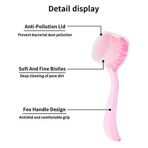 4 Colors Facial Cleansing Brush, Beomeen Face Scrubber Exfoliating Brush Face Wash Scrub Exfoliator for Skin Care, Makeup Removal (Blue, Pink, Purple, Clear)