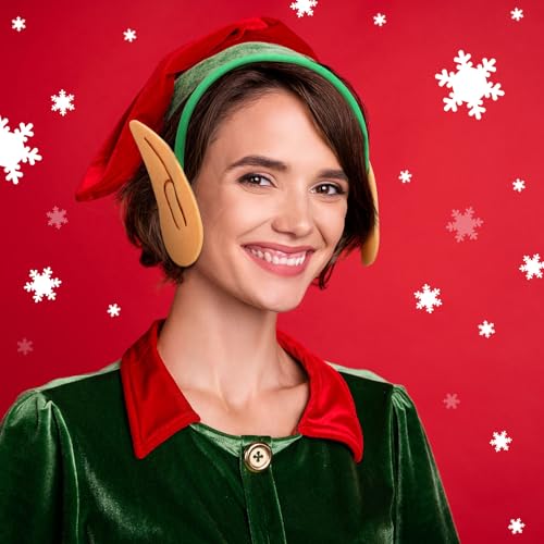 12 Pack Elf Ears Headbands Christmas Elf Cosplay Party Accessories Christmas Elf Ear Headwear Costume Supplies(Green)