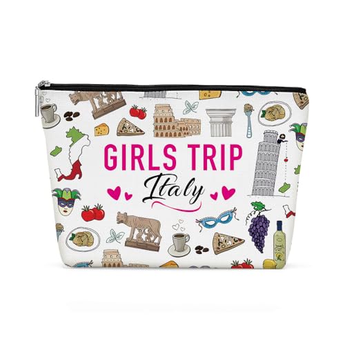 Italian Gifts Makeup Bag, Italy Souvenir Italy Lovers Gift Travel Vacation Cosmetic Bag for Women Bestie Sister Mom Girls Trip Weekend Birthday Christmas Bachelorette Party Friendship Gifts